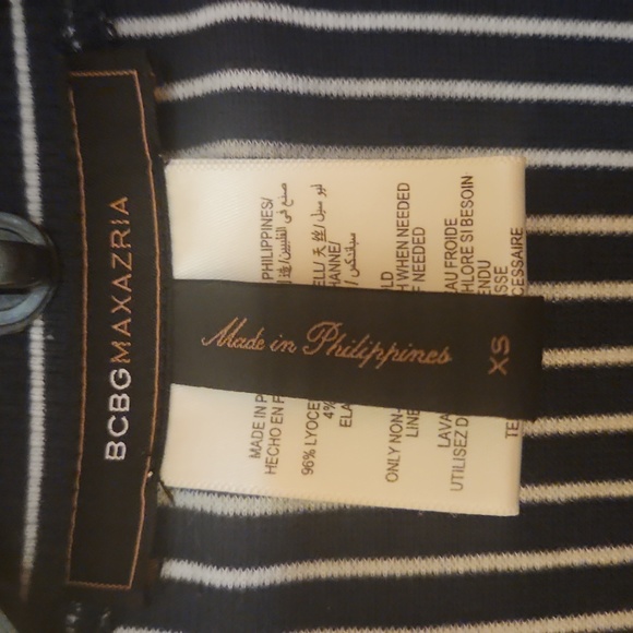 BCBGMAXAZRIA Open Cardigan Angela Women's Striped Long Sleeve Navy-White Sz XS - Picture 4 of 5